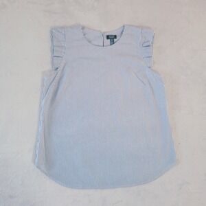Jones New York Nautical Stripe Sleeveless‎ Top w/ Pleating Size M Blue White